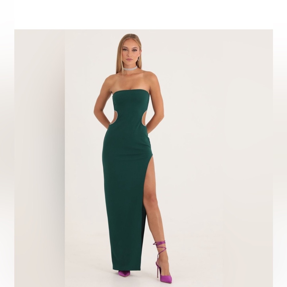 Lucy in the Sky Strapless Dark Green Dress